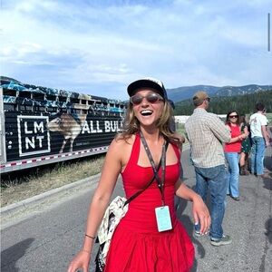 Reformation Cherry Red Babette Mini Dress